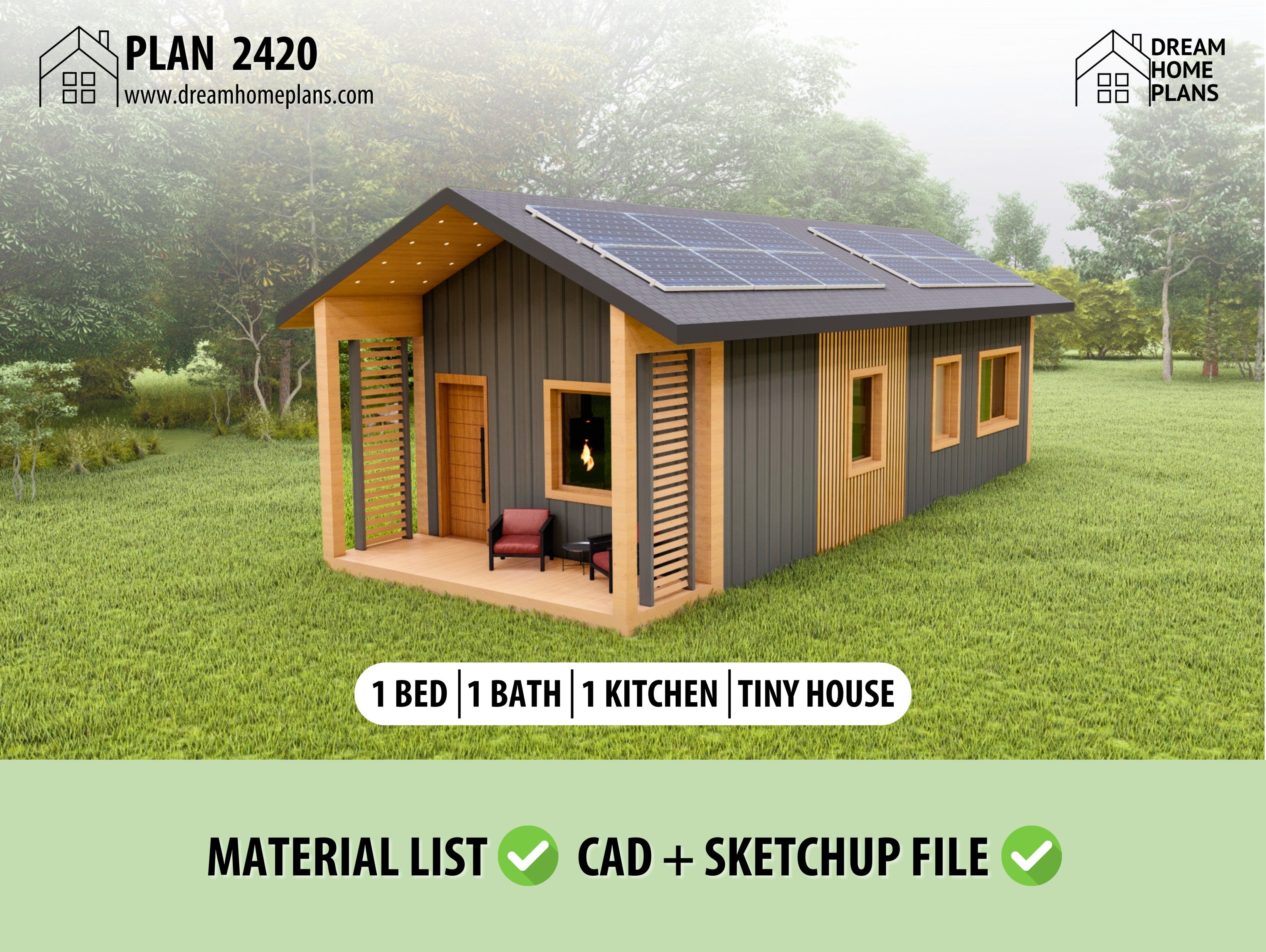 Modern Cottage House Plans – 48x14 Luxury Cabin Blueprints – Dream Home ...
