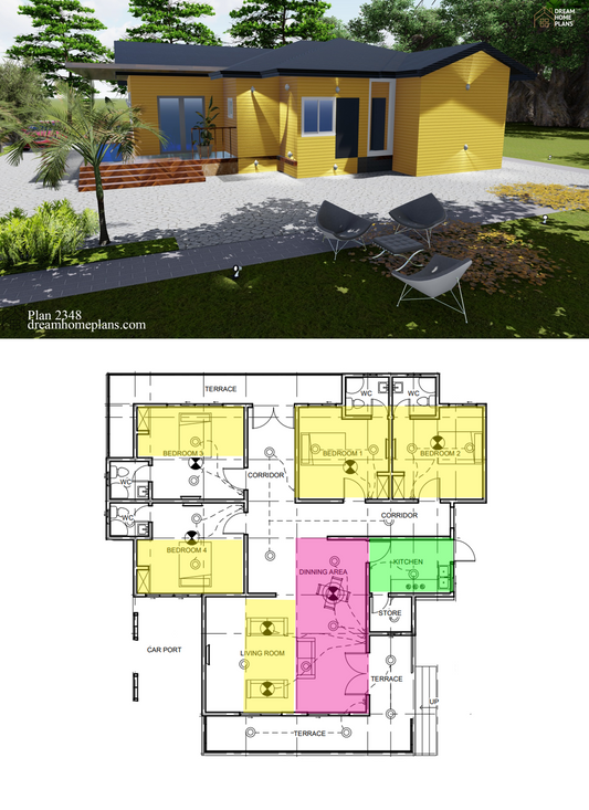 Classic Cottage House Plan - 1 Story, 3 Bedrooms, 1645 Sq Ft, 2-Car Garage, Traditional Design, PDF Download - Cozy Home Layout