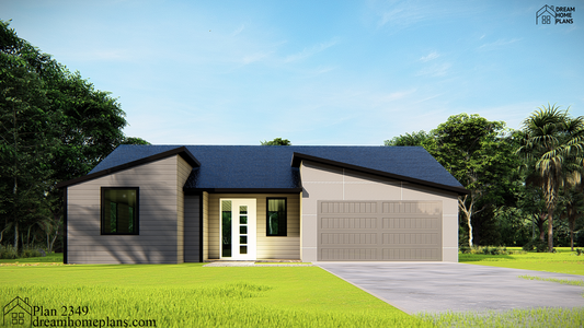 Modern Cottage House Plan - 1 Story, 3 Bedrooms, 1627 Sq Ft, 2.5 Bathrooms, 2-Car Garage, Open-Concept Layout, PDF Download