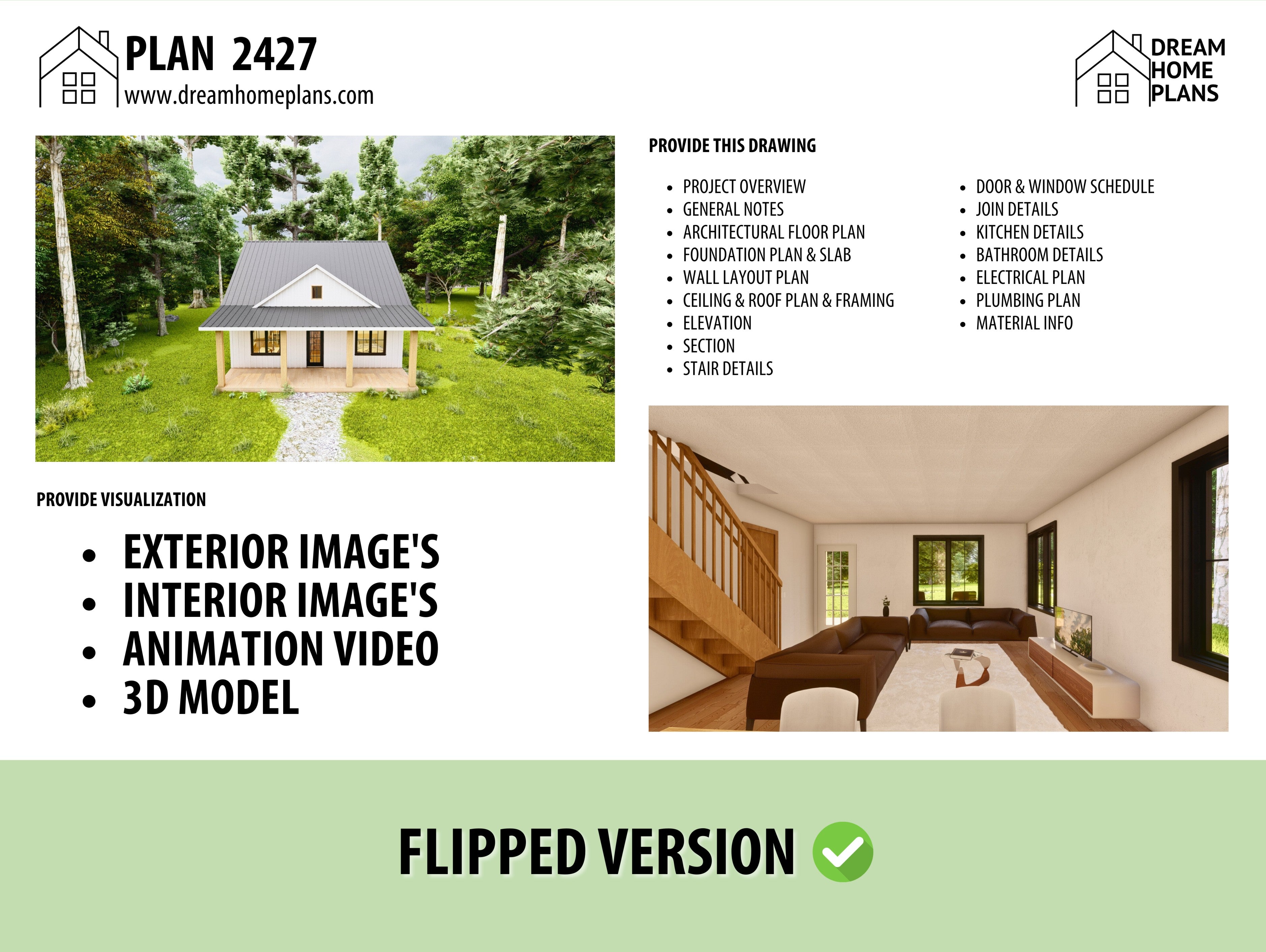 Plan 2427 | Cozy American Cottage Blueprint – Dream Home Plans