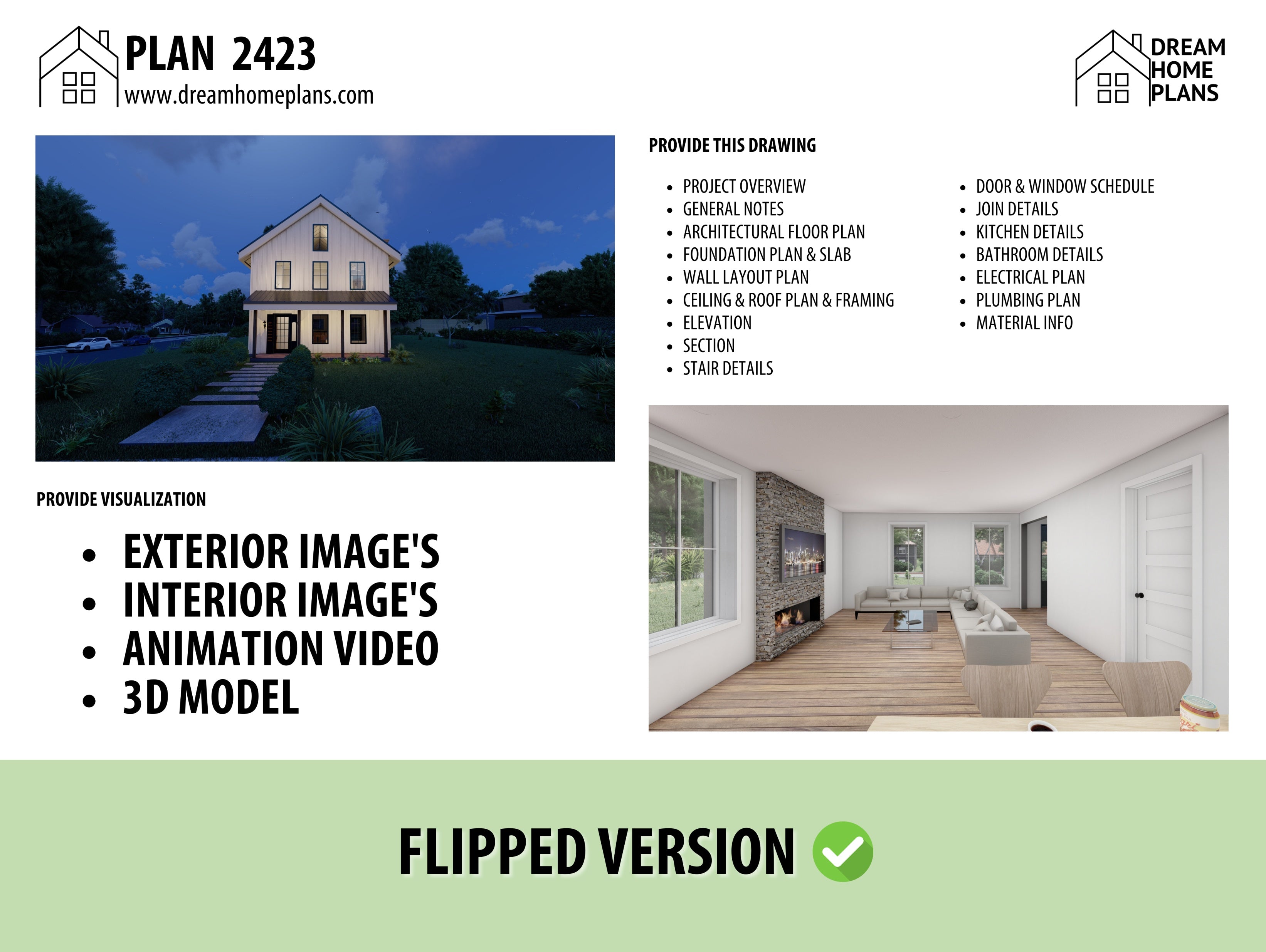 Plan 2423 | Modern Country Farmhouse Home Design – Dream Home Plans