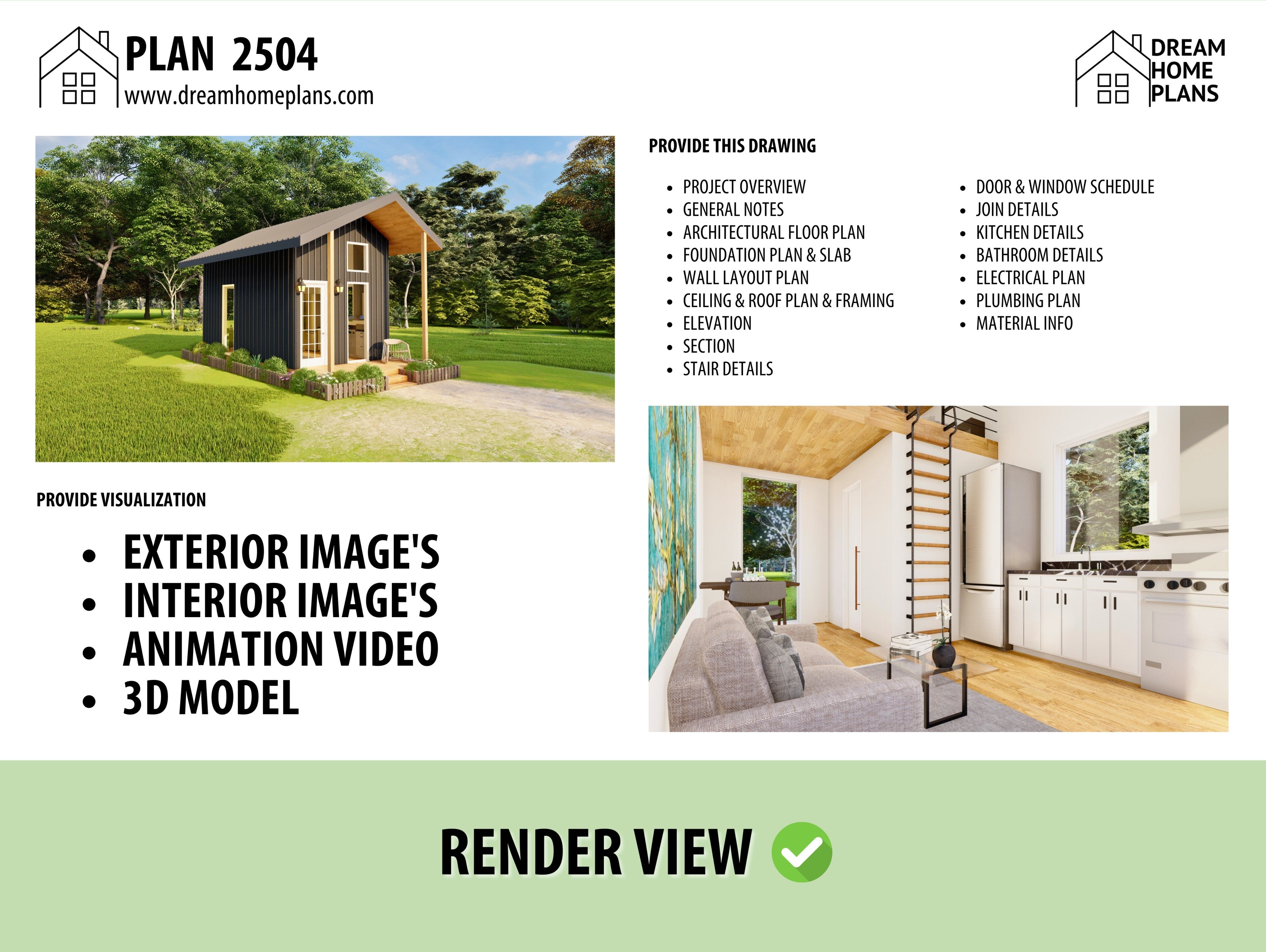 Plan 2504 - Best Tiny Cabin House Designs – Dream Home Plans